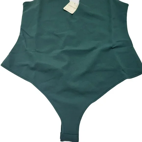 Free People Keep It Sleek Bodysuit Thong Sleeveless Women's L Forest Road Green - Picture 11 of 16